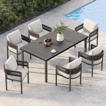 Outdoor Dining Set Metal Woven Wicker Chair Thick Cushionsw1reg