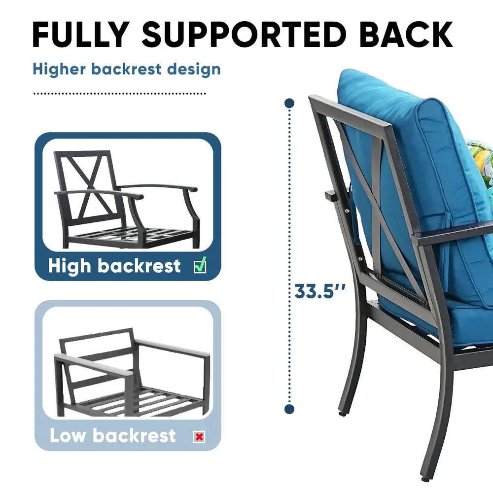 Oversized Patio Set w Deep Seating, Water Repellent Cushions,