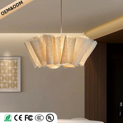 Wabi Sabi Chandelier Handmade Fabric LED Pendant Lights Vintage Design
