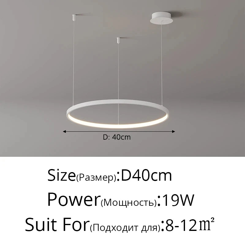 Black Rings Simple Style Modern Pendant Light,  Minimalist Chandelier Living room Dimmable Remote Lamp