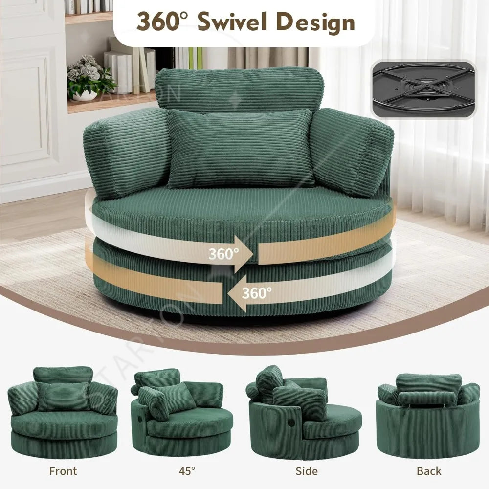 41.3" Swivel Accent Chair,with USB Charging Port, with Ottoman