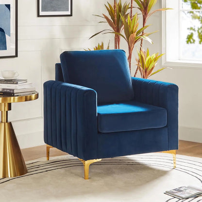 Velvet Accent Chair with Gold Metal Legs, Upholstered Leisure & Reading, Customized
