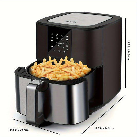 KitCook Large, 1500W 7QT AirFryer, Adjustable Temperature 100-400°F, 8 Presets Menu, Digital Touch Screen