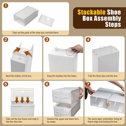 20PCS/24PCS Foldable Flip Clear Shoe Case Home Organizer 33*23*14cm