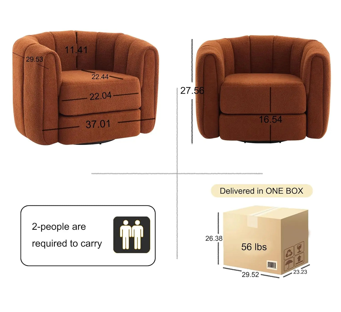 Swivel Set of 2 Comfy Upholstered Barrel Armchair Customized