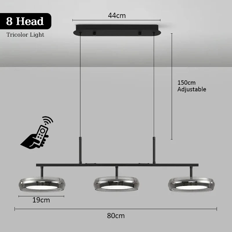 LED Modern Chandelier  With Remote Control 3 Pendant, Minimalist Dining Table Pendant Lights