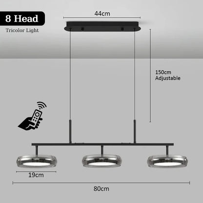 LED Modern Chandelier  With Remote Control 3 Pendant, Minimalist Dining Table Pendant Lights