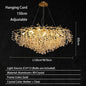 Modern Living Room LED Crystal Gold Large Chandelier Kitchen Long Pendant Lamp