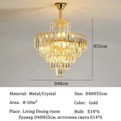 Luxury French Gold Crystal Chandeliers Lighting for Living Room Ceiling Pendant,  Dining Table Light Fixtures