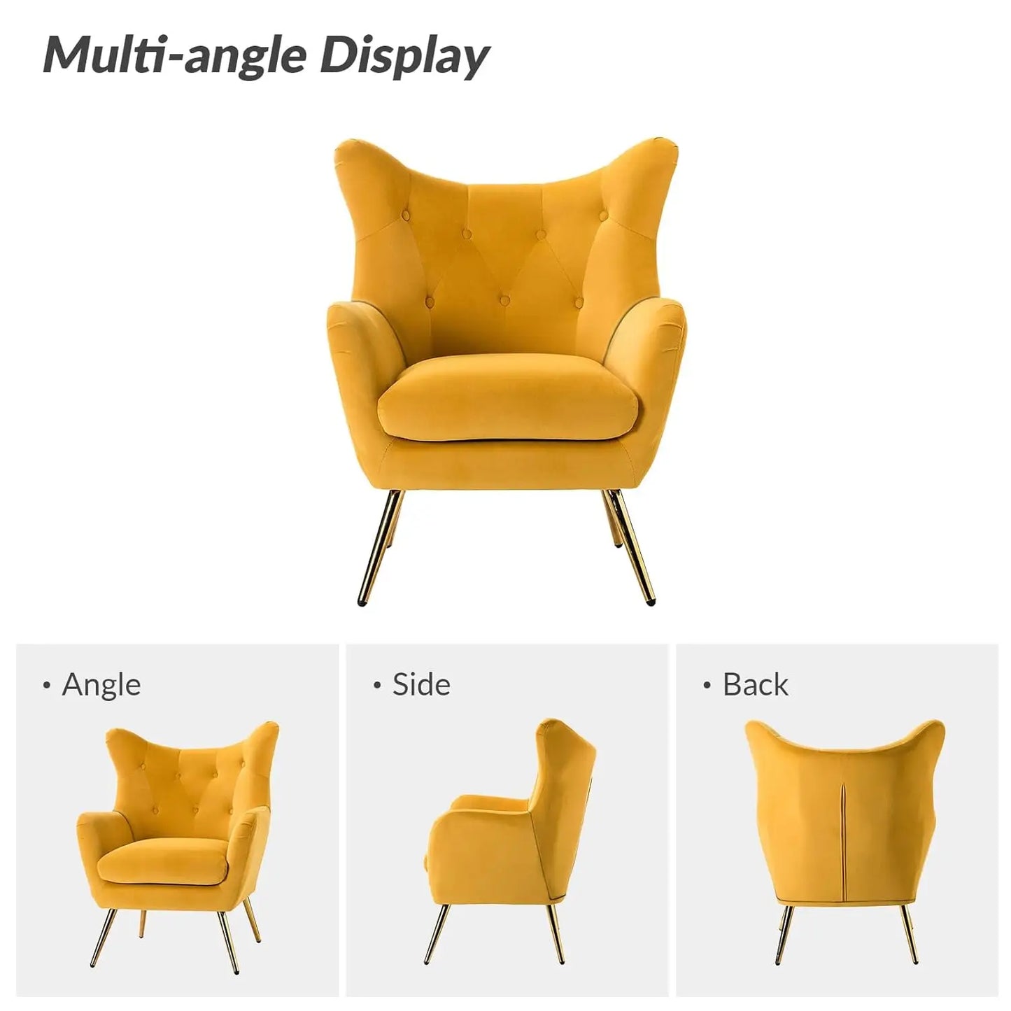 Velvet Accent Chair, Modern Wingback, Velvet Tufted Upholstered, Customized