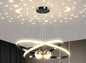 Ring Chandelier with Moon Stars Creative Black/Gold Ring Circle LED Chandelier for Bedroom Dining Room