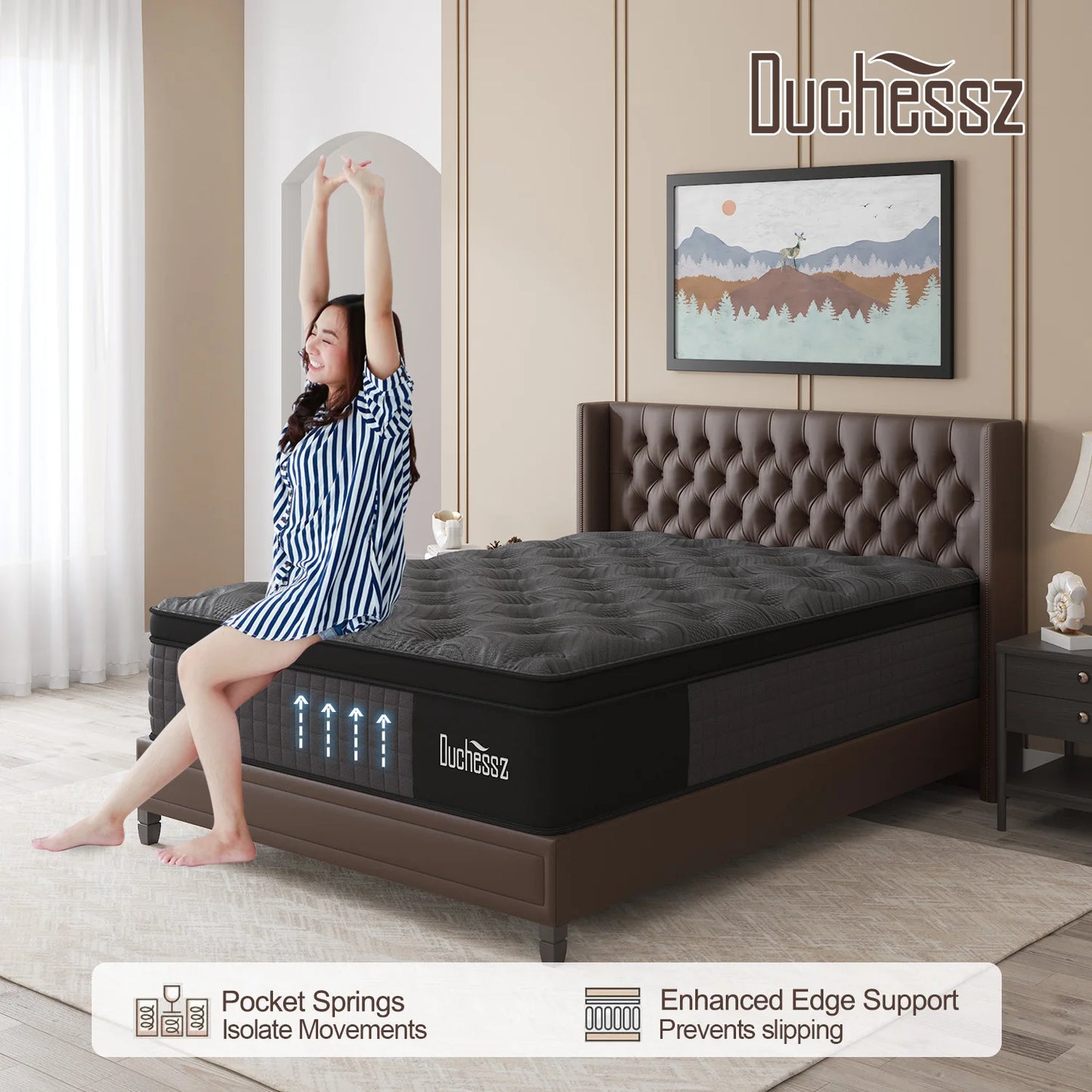 14" Twin Full King Queen Size Mattress in a Box Hybrid Spring Memory Foam,Euro Top Mattresses Medium Firm for Motion Isolat
