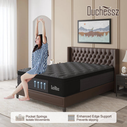 14" Twin Full King Queen Size Mattress in a Box Hybrid Spring Memory Foam,Euro Top Mattresses Medium Firm for Motion Isolat