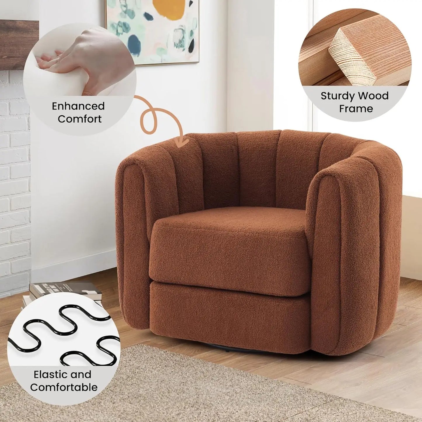 Swivel Set of 2 Comfy Upholstered Barrel Armchair Customized