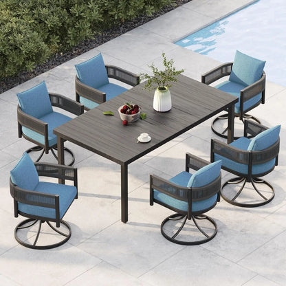Outdoor Dining Set Metal Woven Wicker Chair Thick Cushionsw1reg