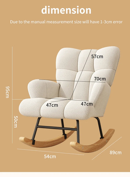 Rocking Chair, Velvet Fabric, Solid Wood,  Rocking Chair