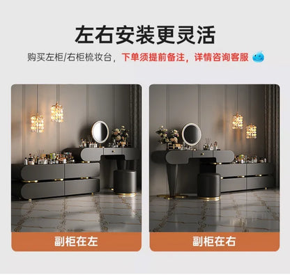 Bedroom Dressing Table Dresser Makeup Mirror Storage Cabinet Light, Luxury Premium Vanity Desk Toiletries Table