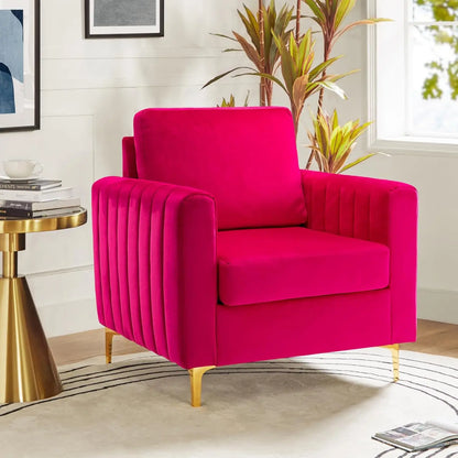 Velvet Accent Chair with Gold Metal Legs, Upholstered Leisure & Reading, Customized