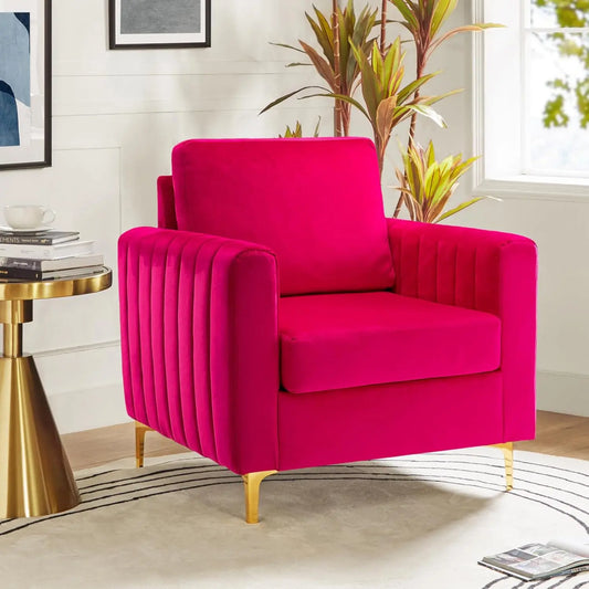 Velvet Accent Chair with Gold Metal Legs, Upholstered Leisure & Reading, Customized
