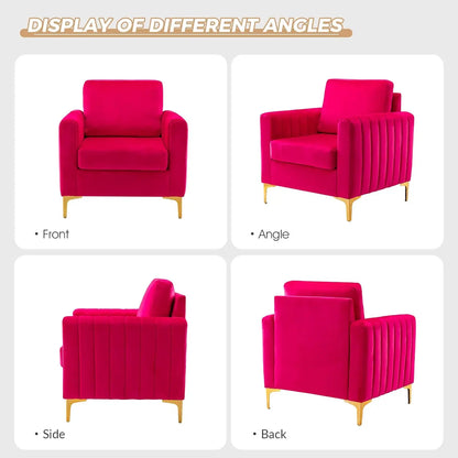 Velvet Accent Chair with Gold Metal Legs, Upholstered Leisure & Reading, Customized