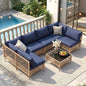 7-Piece Wicker Patio Sectional Sofa with Cushions & Glass Coffee Table. Customized