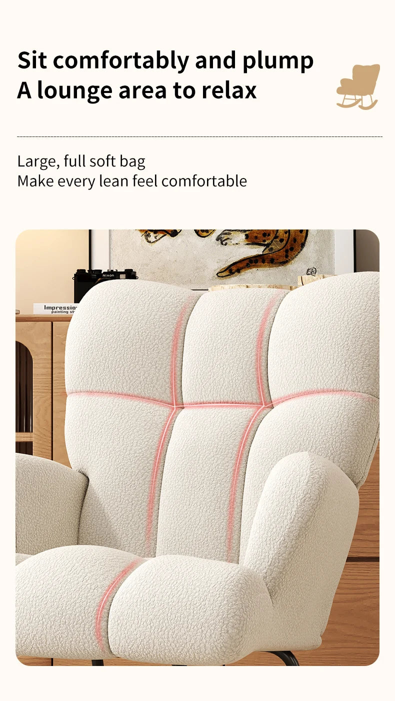 Rocking Chair, Velvet Fabric, Solid Wood,  Rocking Chair