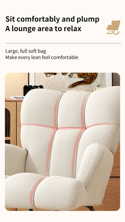 Rocking Chair, Velvet Fabric, Solid Wood,  Rocking Chair