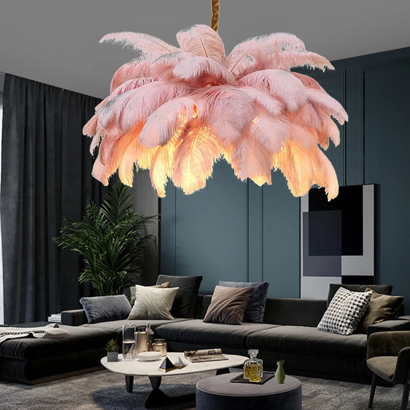 Modern Feather Pendant Light Nordic Chandelier Ceiling Lamp for Living Room Bedroom Light Fixture