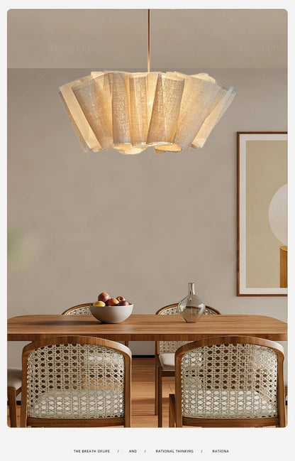 Wabi Sabi Chandelier Handmade Fabric LED Pendant Lights Vintage Design