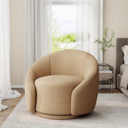 Comfy Swivel Boucle Barrel Armchair, Customized