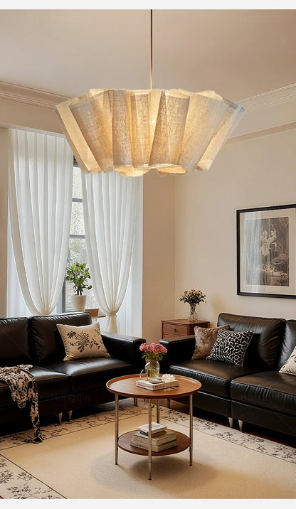 Wabi Sabi Chandelier Handmade Fabric LED Pendant Lights Vintage Design