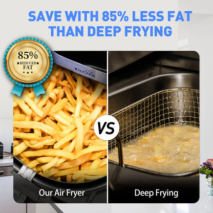 Air Fryer XL, 1500W 120V 6.8QT Stainless Steel Air Fryers Oven, Nonstick Basket, LED Touch Screen