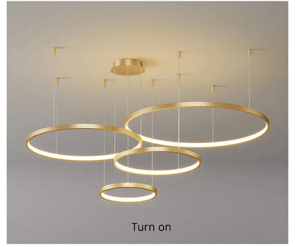 Black Rings Simple Style Modern Pendant Light,  Minimalist Chandelier Living room Dimmable Remote Lamp