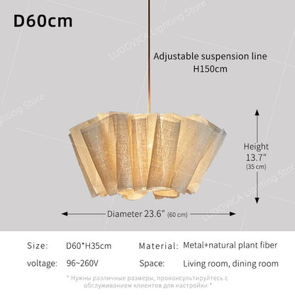 Wabi Sabi Chandelier Handmade Fabric LED Pendant Lights Vintage Design