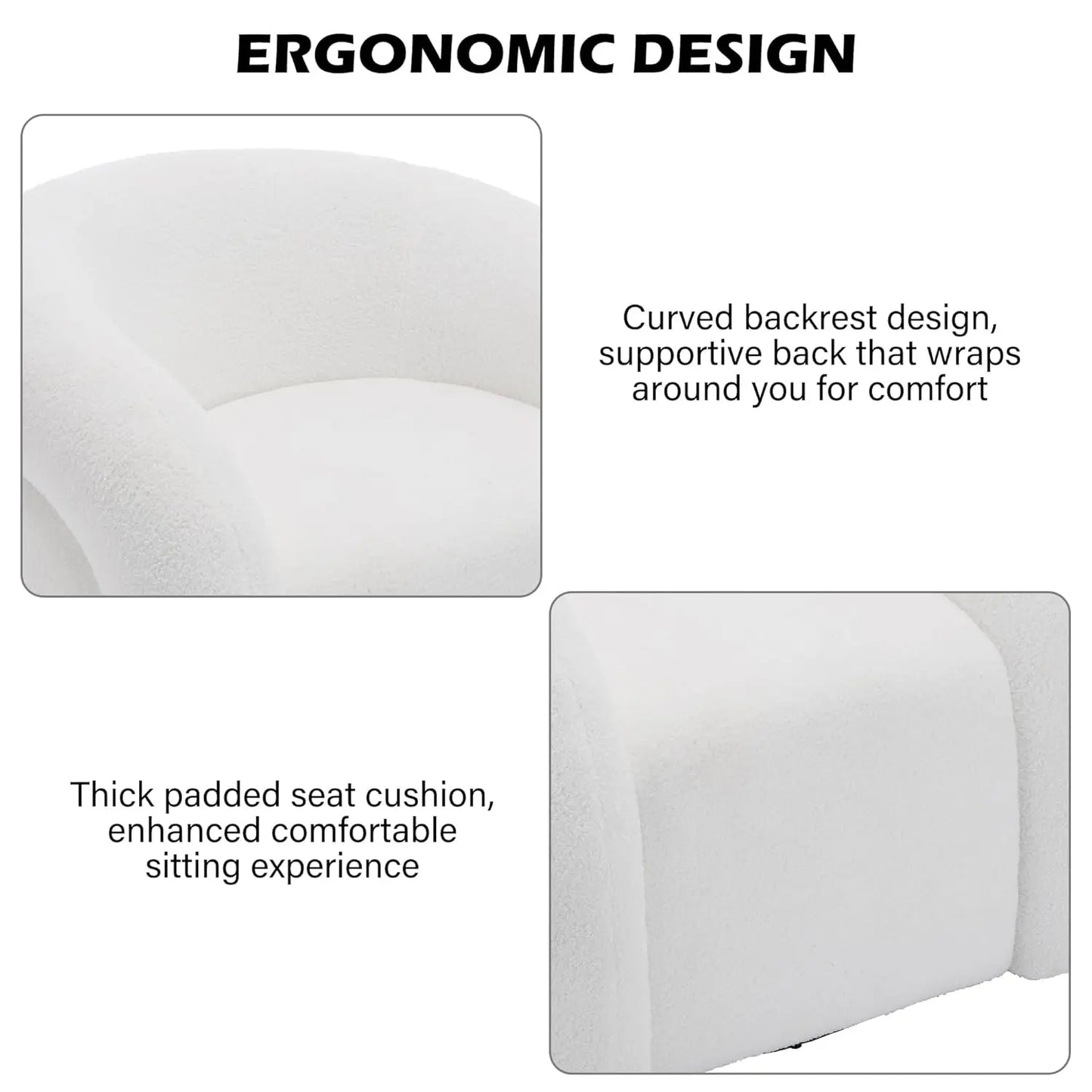 Comfy Swivel Boucle Barrel Armchair, Customized