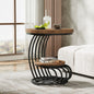 Tribesigns Gold Round End Table: 2 Tiers Faux Marble Side Table with Storage Shelf