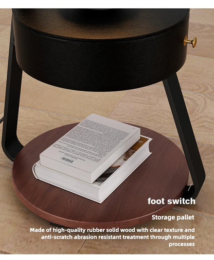 Bedroom Minimalist Nightstands Small Space Round  Table With Wireless Charger