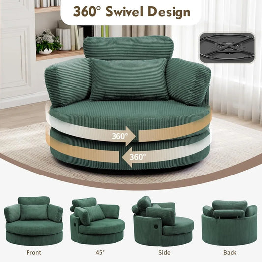 41.3" Swivel Accent Chair,with USB Charging Port, with Ottoman