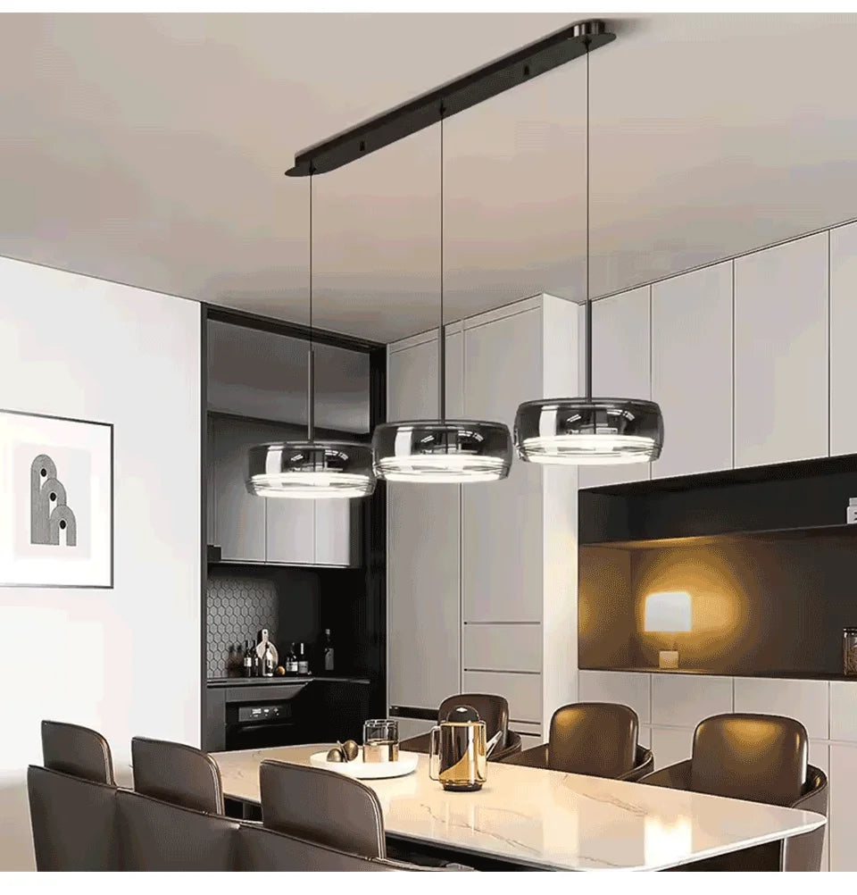 LED Modern Chandelier  With Remote Control 3 Pendant, Minimalist Dining Table Pendant Lights