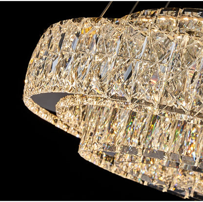 Luxury Gold Ring LED Crystal Chandeliers  Living Dining Room Villa Decoration, Pendant Lights