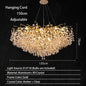 Modern Living Room LED Crystal Gold Large Chandelier Kitchen Long Pendant Lamp