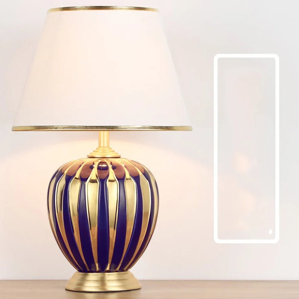 BRIGHT Copper Table Lamps Ceramic Luxury Modern Fabric for Foyer,  Living Room,, Creative Bed Room