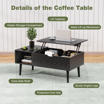 JHK Lift Top 39.37"x19.7" Desk Tea Wood Dining Tables Adjustable Storage Shelf Easy Lift Or Lower