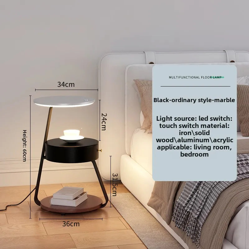 Bedroom Minimalist Nightstands Small Space Round  Table With Wireless Charger