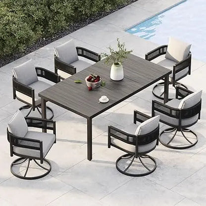 Outdoor Dining Set Metal Woven Wicker Chair Thick Cushionsw1reg