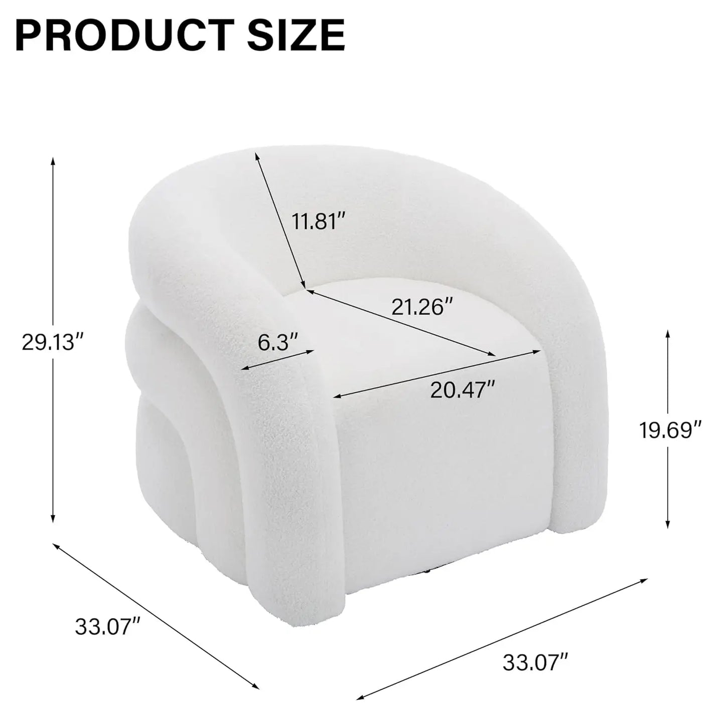 Comfy Swivel Boucle Barrel Armchair, Customized