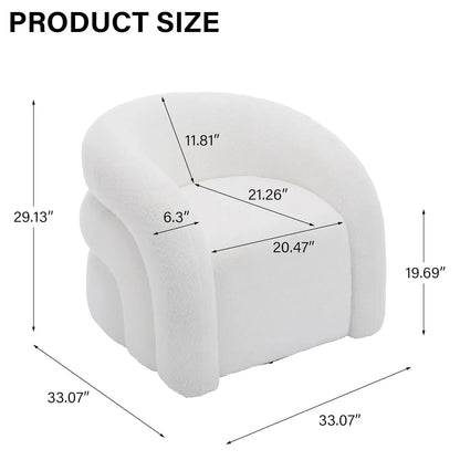 Comfy Swivel Boucle Barrel Armchair, Customized