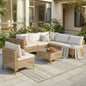 7-Piece Wicker Patio Sectional Sofa with Cushions & Glass Coffee Table. Customized