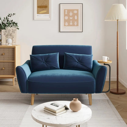 Loveseat, 47" Velvet Couch, Convertible Wooden Tray & Ergonomic Armrest, for Small Space, Apartment ,Customized