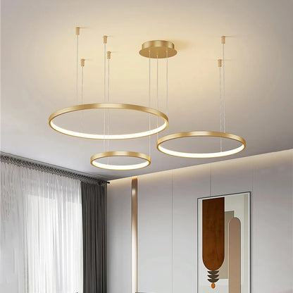 Black Rings Simple Style Modern Pendant Light,  Minimalist Chandelier Living room Dimmable Remote Lamp